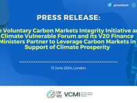 The Voluntary Carbon Markets Integrity Initiative and Climate Vulnerable Forum and its V20 Finance Ministers Partner to Leverage Carbon Markets in Support of Climate Prosperity(1)